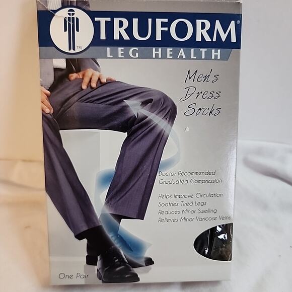 Truform Leg Health - Pair Of Xl Dark Blue Knee High Men's Dress Socks - 1943 - Picture 1 of 8